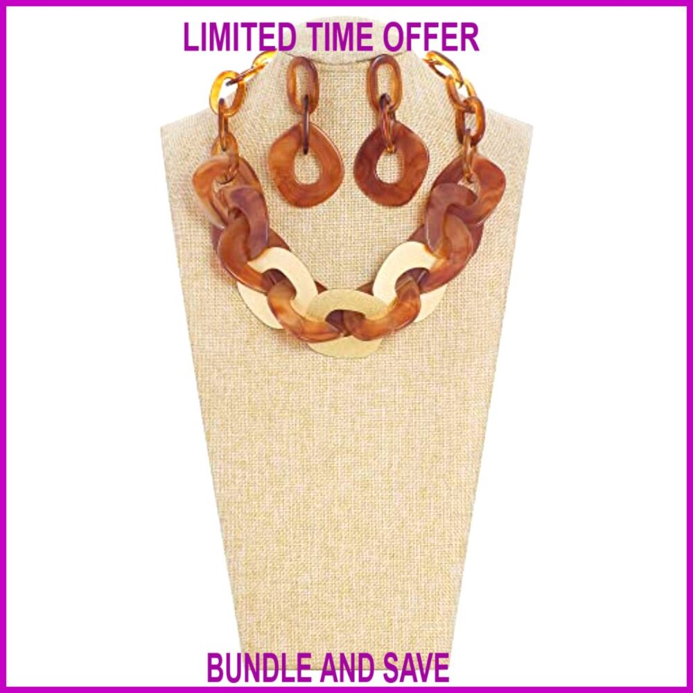 Chunky Statement Necklace Adjustable Length Acryl… - image 2